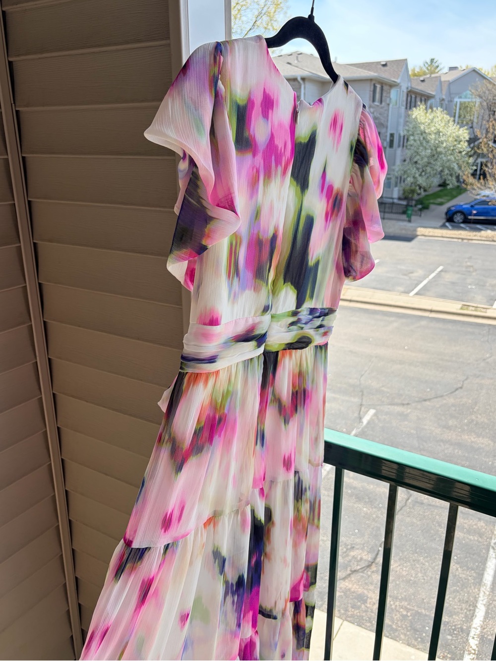 🆕🌸🪻🌿DKNY Watercolor Floral Light Casual Party Chic Summer Maxi Dress Size 8 - Picture 7 of 17